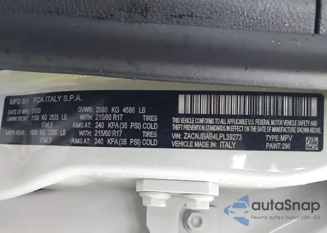 2020 Jeep Renegade Upland 4X4 z USA, uszkodzony, nr VIN ZACNJBAB4LPL39273